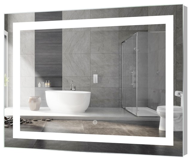 Kent Rectangular Led Mirror With Sensor 48 X36 Modern Bathroom Kent Rectangular Led Mirror With Sensor 48 X36