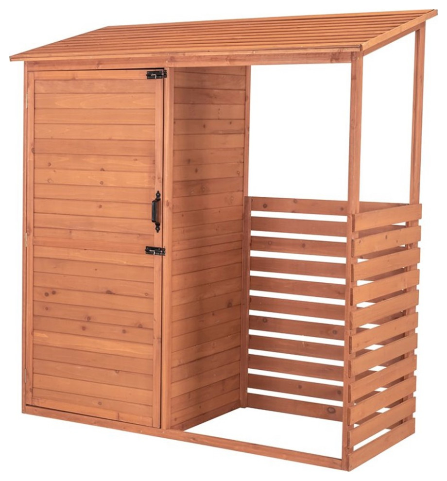 Leisure Season Combination Firewood and Storage Shed  in Medium Brown
