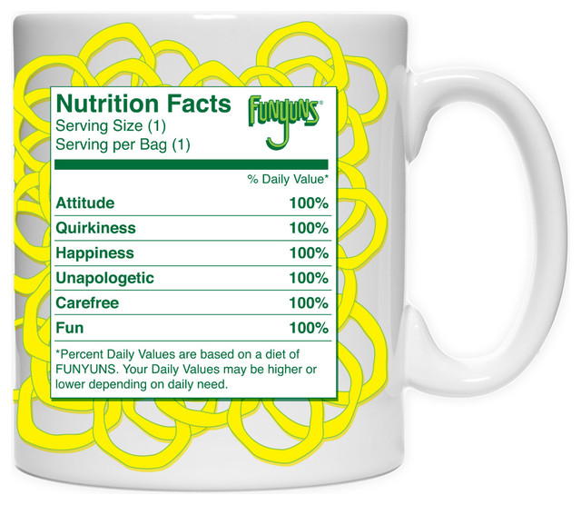 Funyuns Nutrition Mug Contemporary Mugs by Imaginarium Goods Houzz