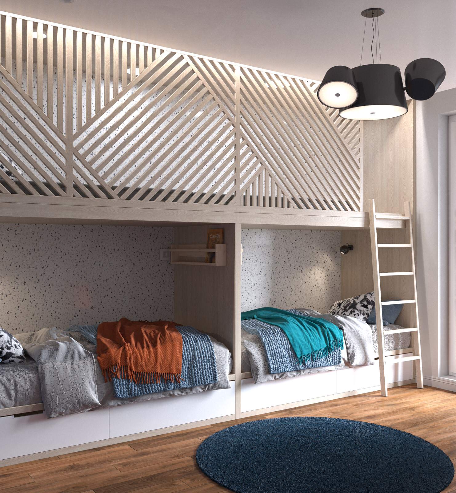 Интерьер в природной гамме для семьи с двумя детьми