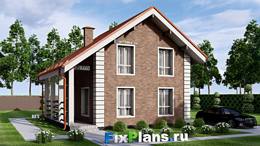 Проект дома с мансардой 9х9 м S104м2 F-14660