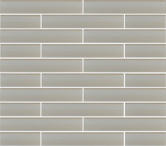 Country Cottage Light Taupe Glass Subway Tile, 2"x12" Tiles, Set of 6