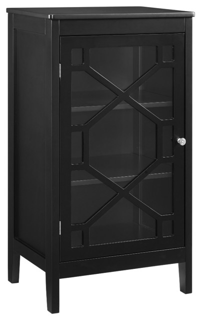 Mdf And Tempered Gl Cabinet Black
