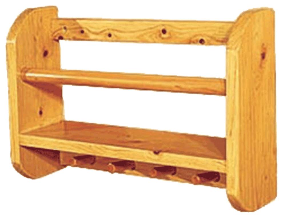 ALFI brand AB5508 18" Wall Mounted Wooden Shelf & Hooks