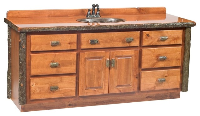 Hickory 6 ft. Log Vanity, Without Top, Double