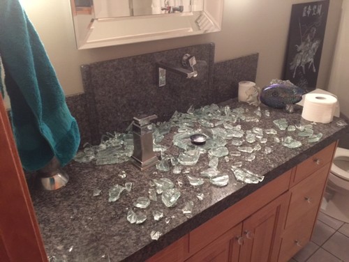 my powder room krauss vessel sink just blew up i thought someone broke my front door glass hundred of pieces everywhere couldnt believe how loud it was - Glass Sink Kitchen my powder room krauss vessel sink just blew up i thought someone broke my front door glass hundred of pieces everywhere couldnt believe how loud it was - Glass Sink Kitchen