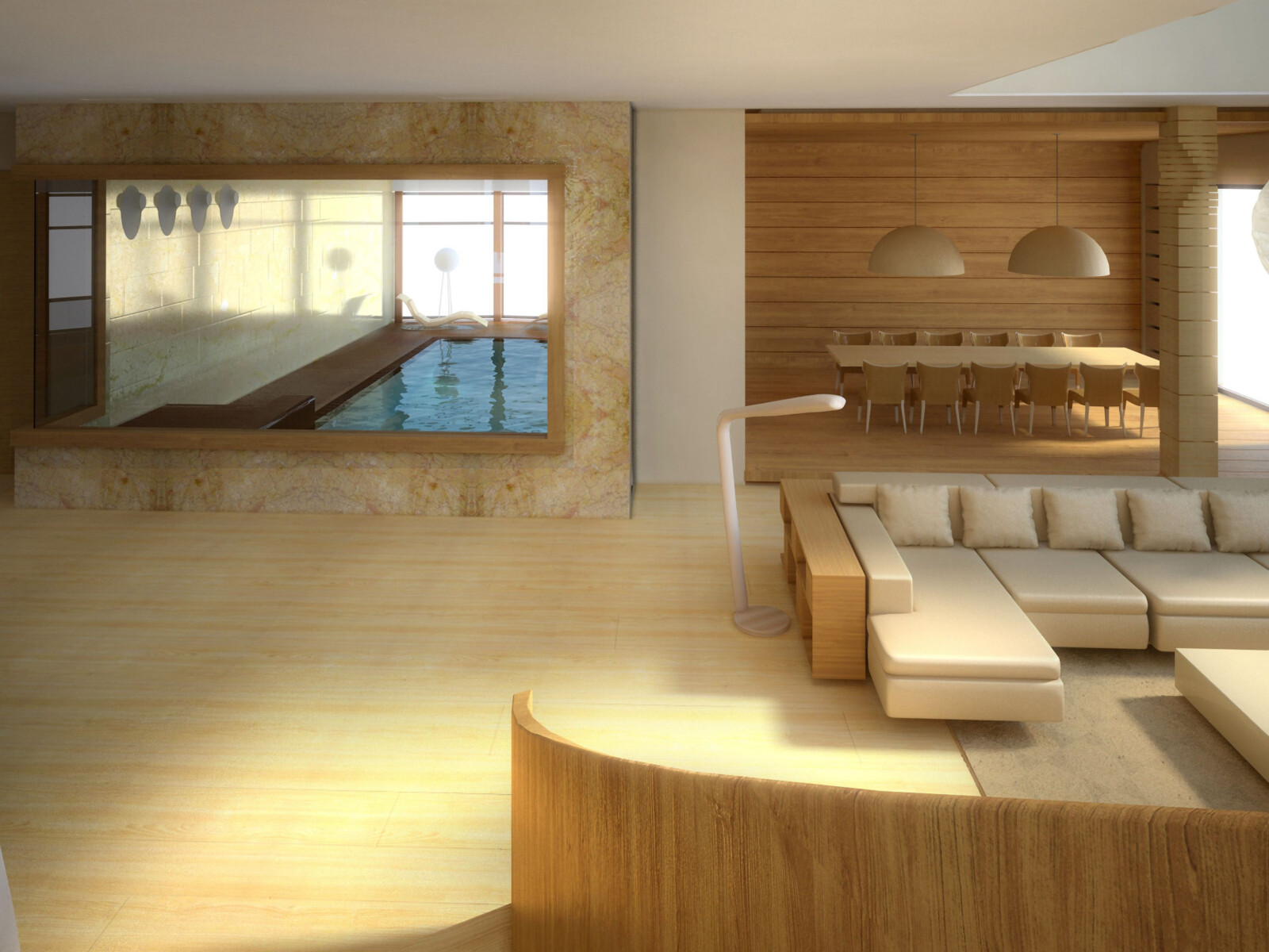 House in a pine forest - the 3D view