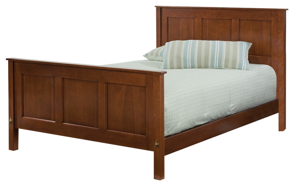 Single New Hanover Cherry Bed With Panel Footboard, Dark Brown Cherry