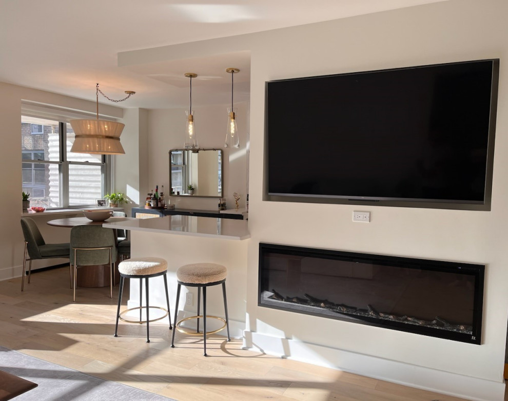 New open kitchen and electric fireplace