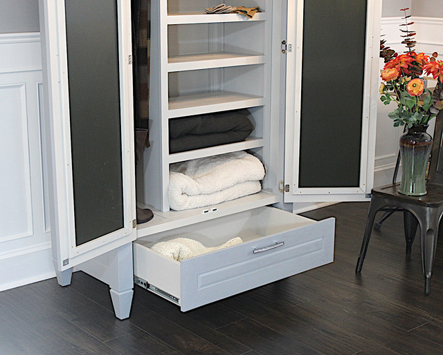 Armoire Wardrobe with Mirrored Doors and Custom Shelving Modern Houston by Sovereign