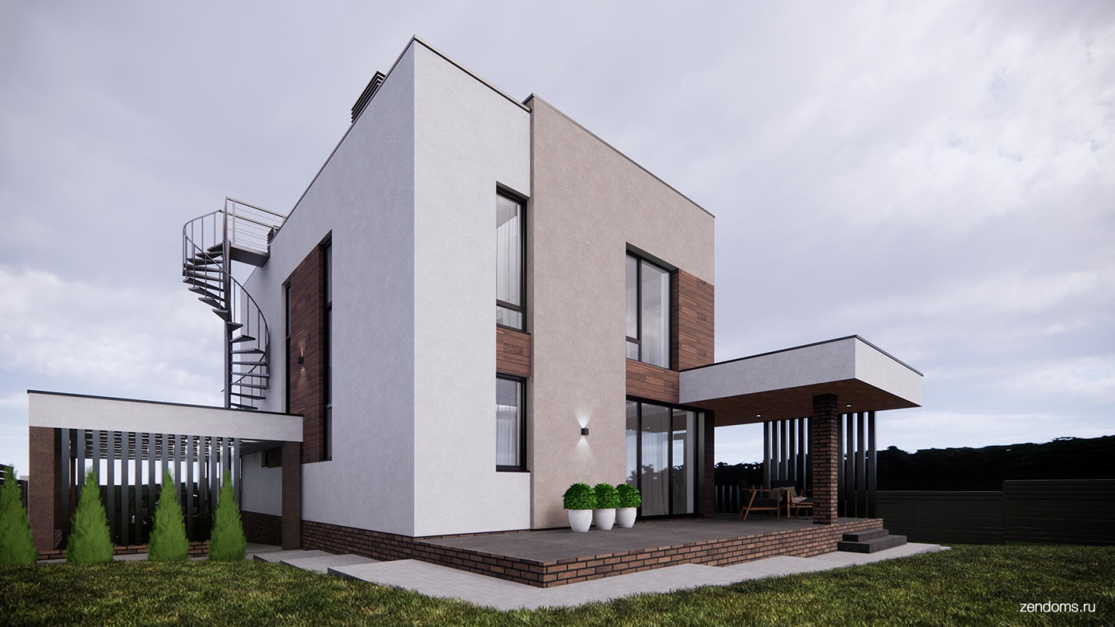 Проект двухэтажного дома 146 кв.м. с плоской крышей.