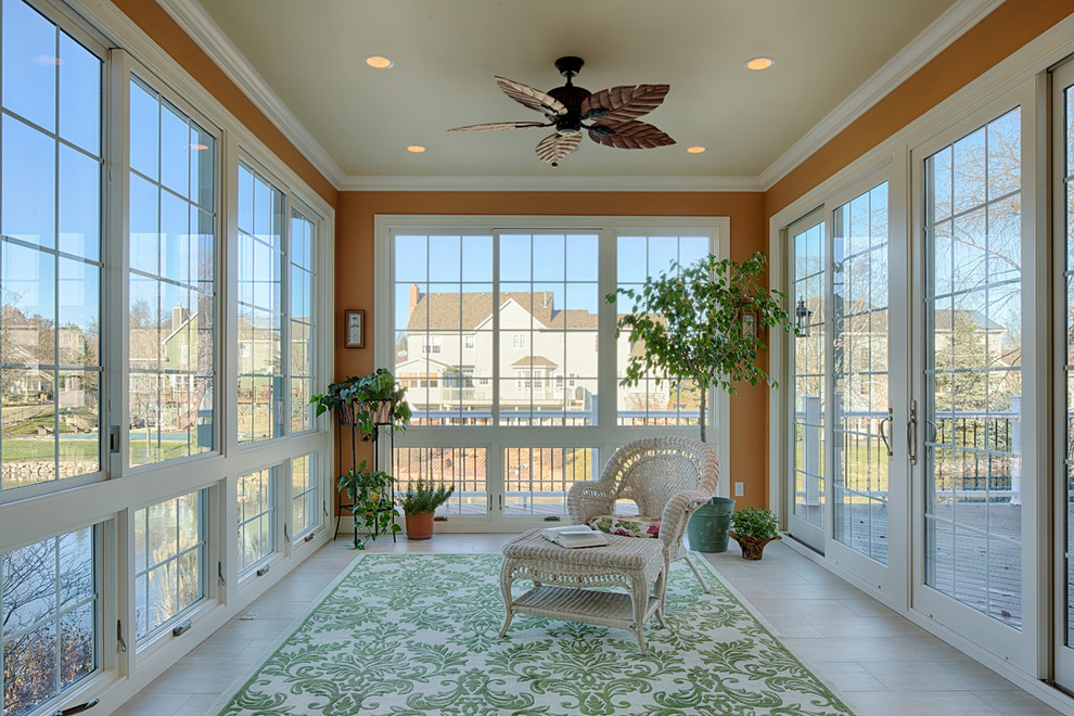 Example of a transitional sunroom design in Minneapolis