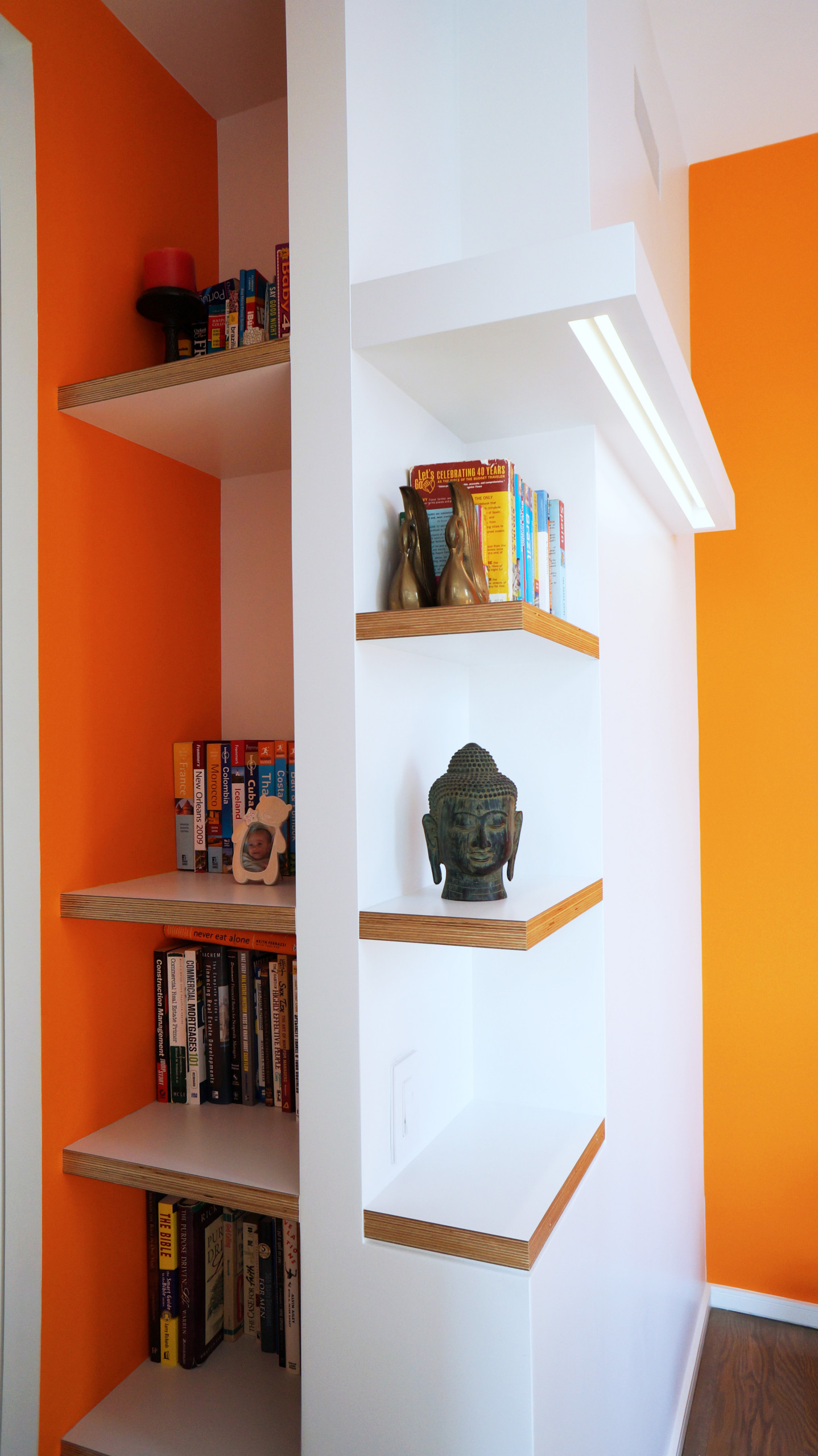 kids room - custom book shelve and integrated light