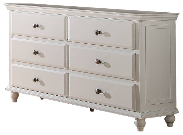 White Wood 6-Drawer Dresser
