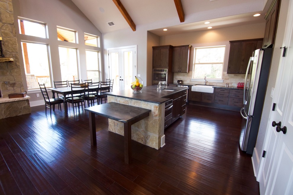 Large mountain style kitchen photo in Austin