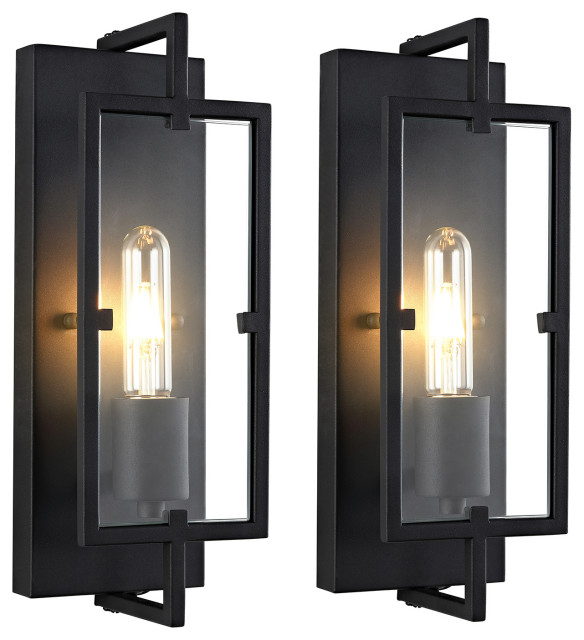 Matte Black Wall Sconce, Set of 2 Industrial Wall Sconces by