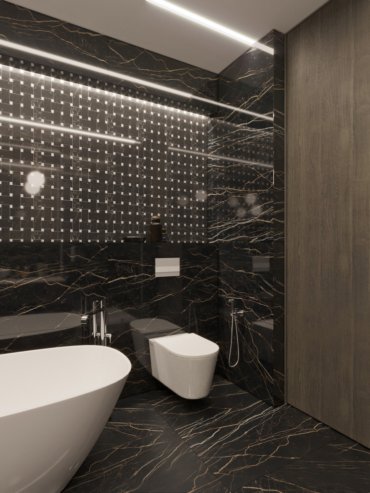 Ванная в темных тонах. Визуализация