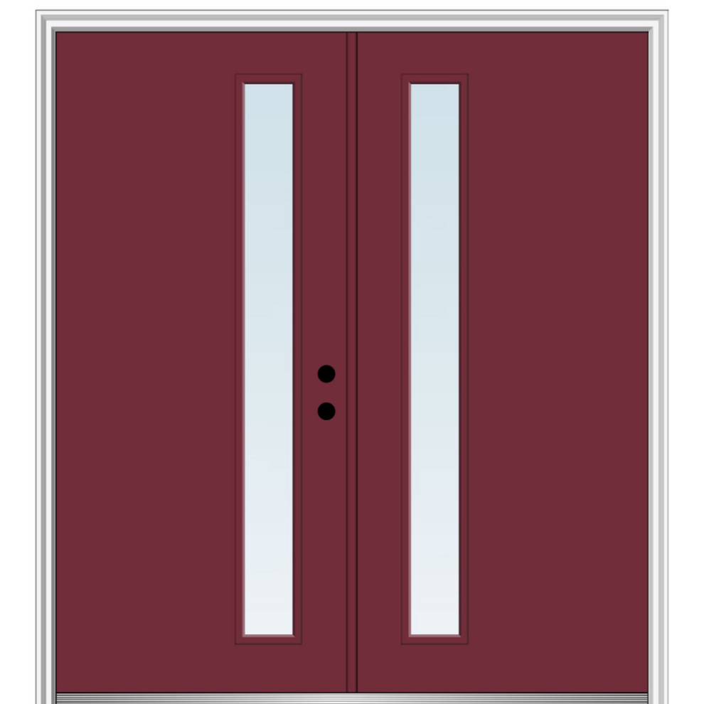 64"x80" 1-Lite Clear LH-Inswing Painted Fiberglass Double Door, 6-9/16" Frame