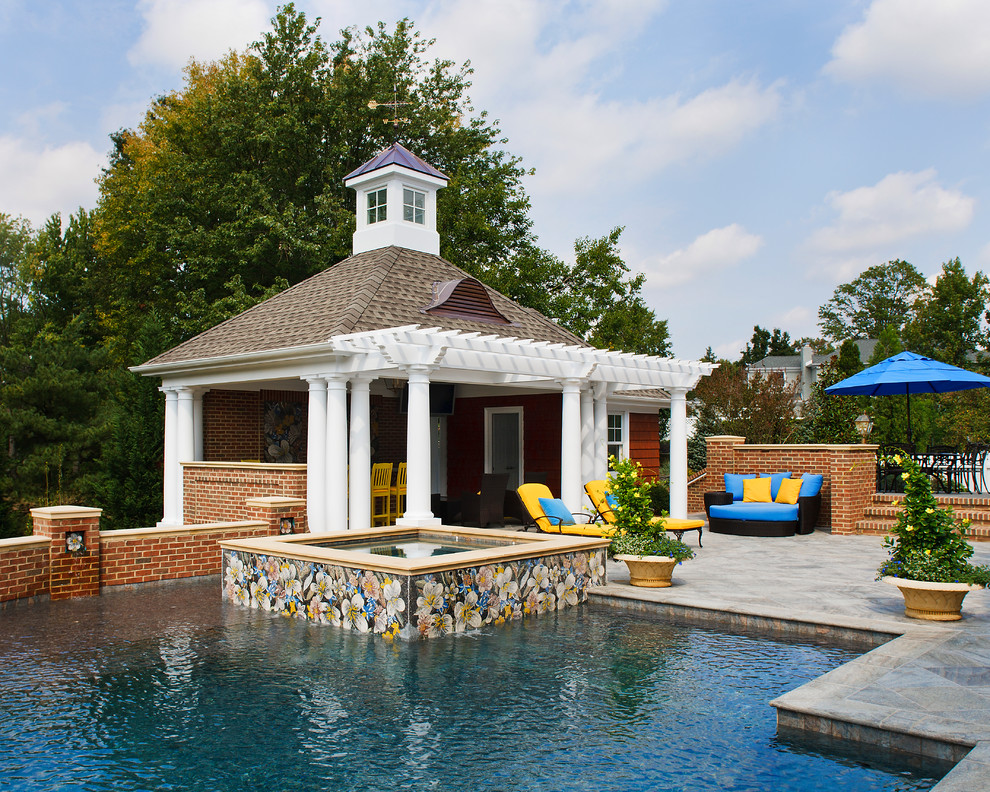 Inspiration for a traditional custom-shaped pool in Philadelphia.