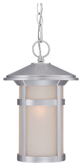 Brushed Silver Round White Glass Hanging Light