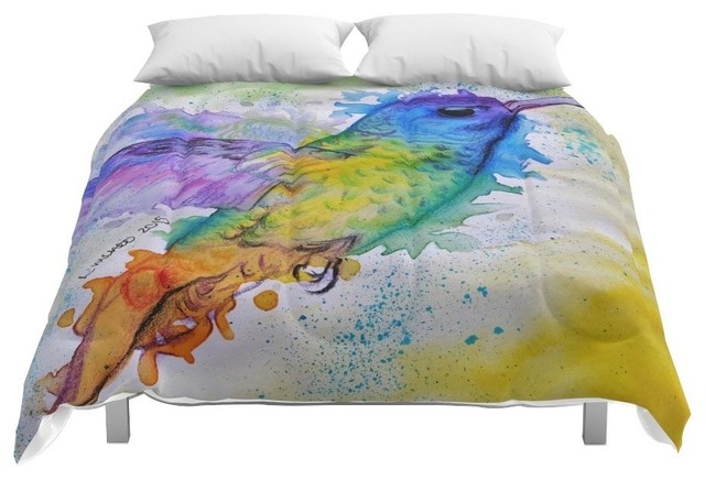 Society6 Hummingbird Comforter Contemporary Comforters And