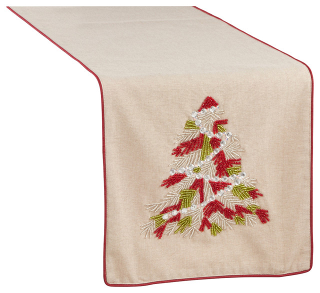 Beaded Christmas Tree Table Runner Contemporary Table Runners by
