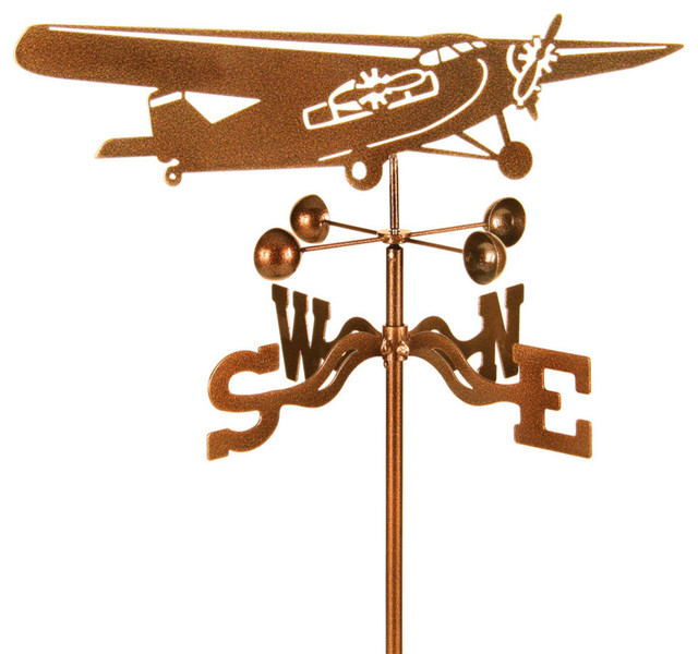 Tri Motor Airplane Weathervane With Garden Mount Contemporary