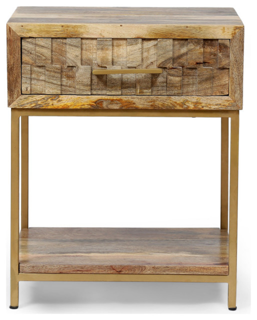 Sandia Mango Wood Nightstand Transitional Nightstands And Bedside