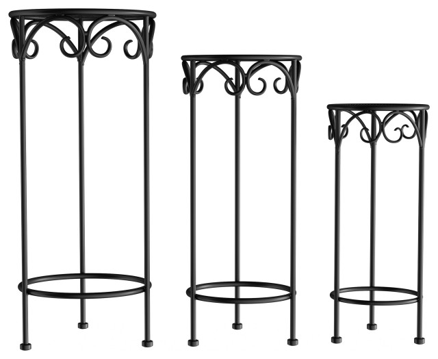 Set of 3 Plant Stands Indoor or Outdoor Nesting Wrought Iron Round