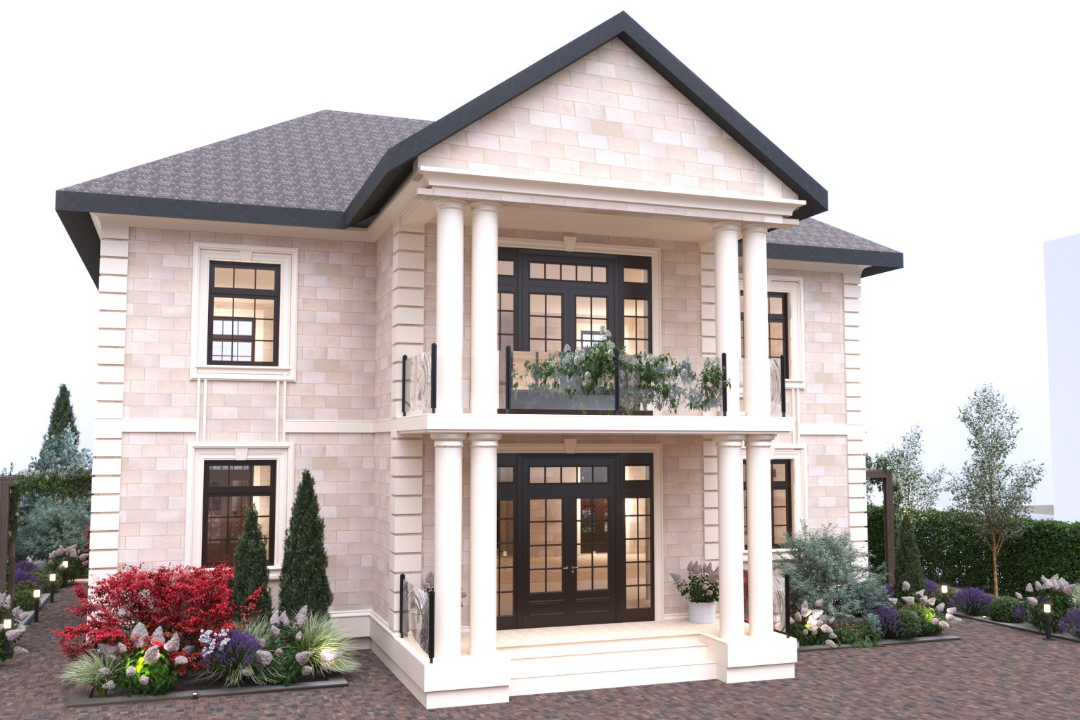 Ландшафтный проект участка с зоной барбекю и банным комплексом..