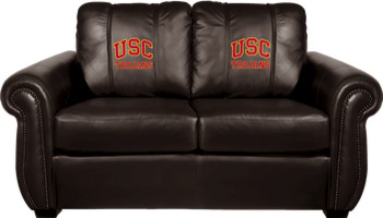 USC NCAA Arc Chesapeake BLACK Leather Loveseat