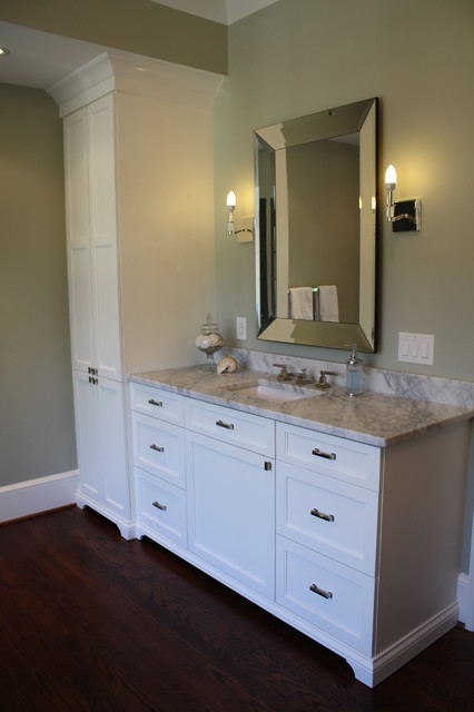 matching his and her master bath vanities and towers - eclectic