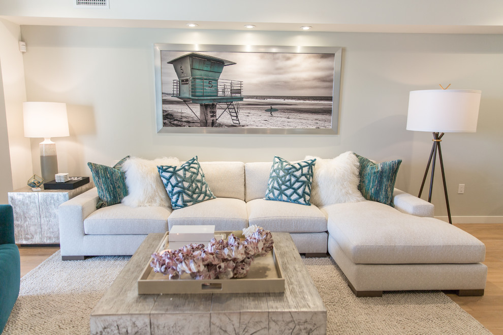La Jolla Modern Classy Coastal Condo Beach Style Family Room