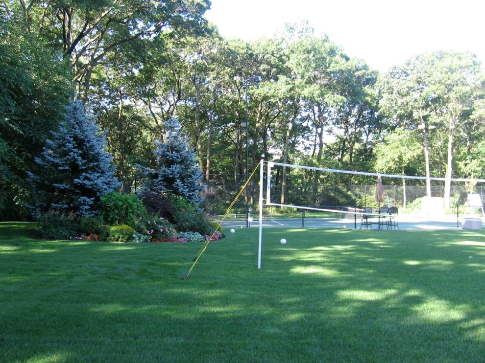 Traditional backyard outdoor sport court in New York.