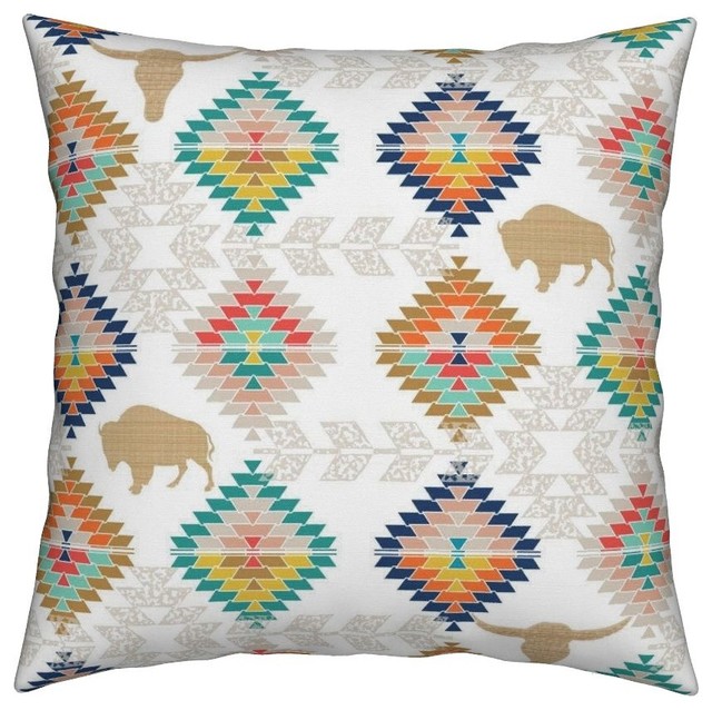 Southwest Diamonds Kilim Tribal Turquoise Throw Pillow