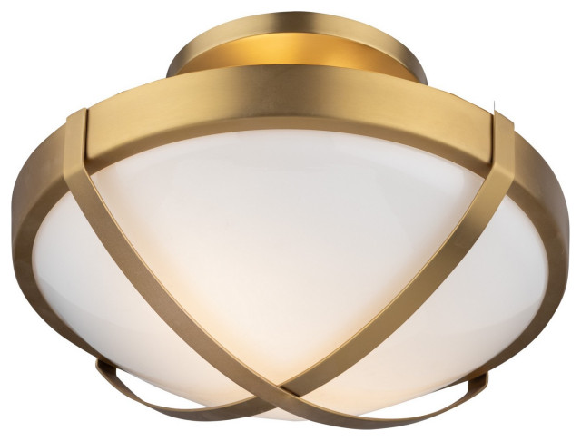 Cara Collection 2-Light Flush Mount in Brushed Brass