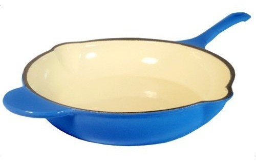 Le Chef Enamel Cast Iron France Blue Deep Skillet 10 1 4 Modern Le Chef Enamel Cast Iron France Blue Deep Skillet 10 1 4
