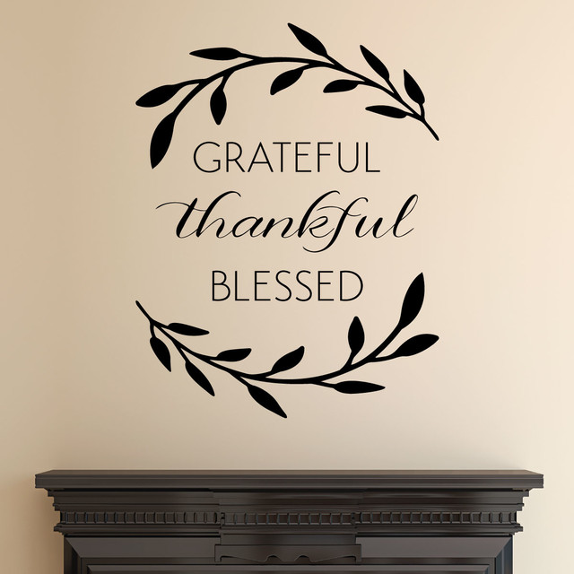 grateful thankful blessed wreath entryway wall quotes vinyl wall