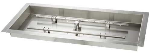 54 X16 Stainless Steel Rectangular Gas Fire Pit Insert H Burner