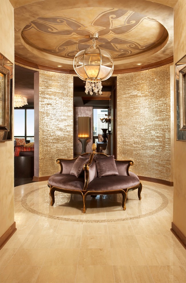 This is an example of a traditional foyer in Minneapolis with beige walls and ceramic floors.
