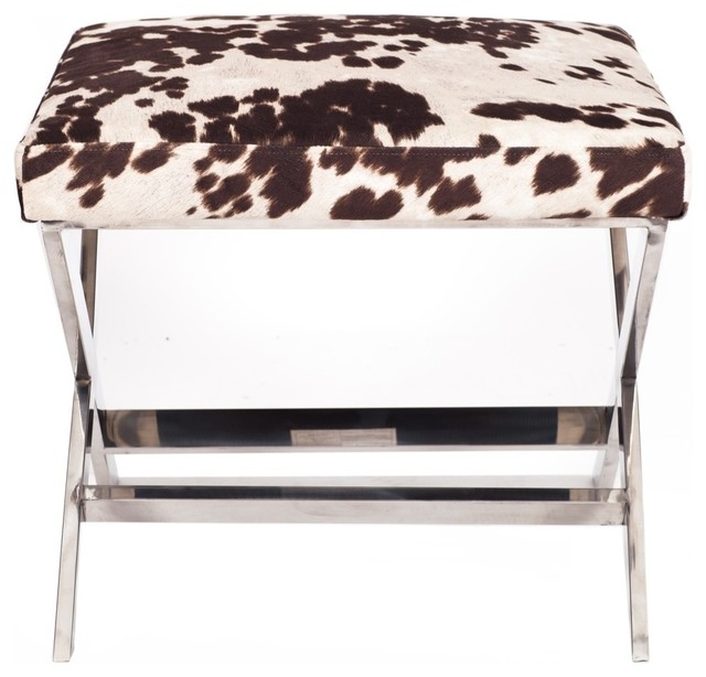Diddle Velvet Faux Cow Hide X Leg Ottoman Udder Madness Milk