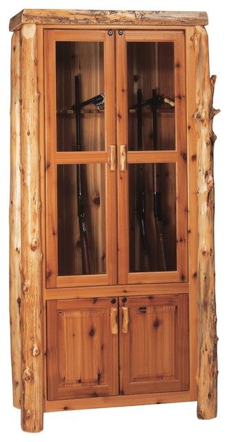 Natural Cedar Log Eight Gun Cabinet Standard Finish Rustic