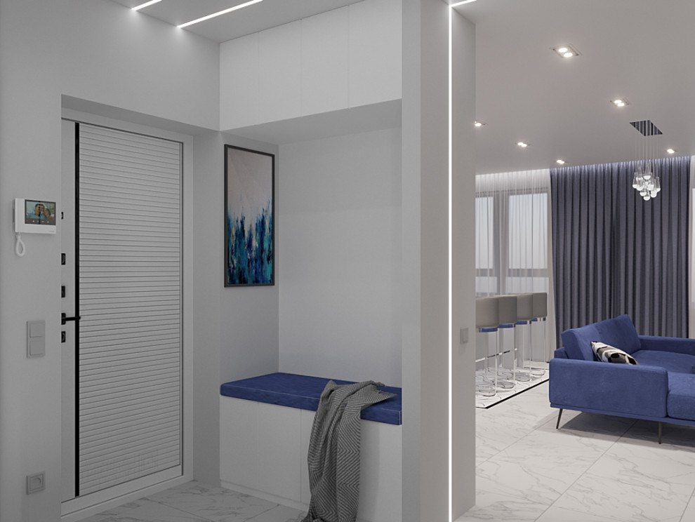 Интерьер Квартиры 84 м2 в Москве в современном минимализме.  Жк Настроение