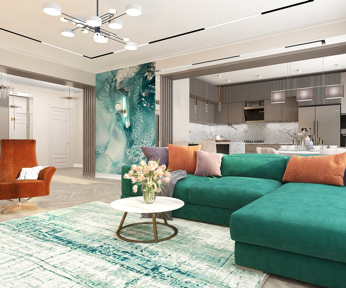 Дизайн-проект кухни-гостиной площадью 66 кв.м