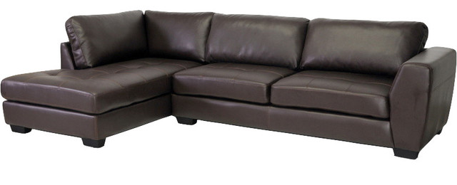 Baxton Studio Orland Leather Modern Sectional Sofa Transitional Baxton Studio Orland Leather Modern Sectional Sofa Brown Left