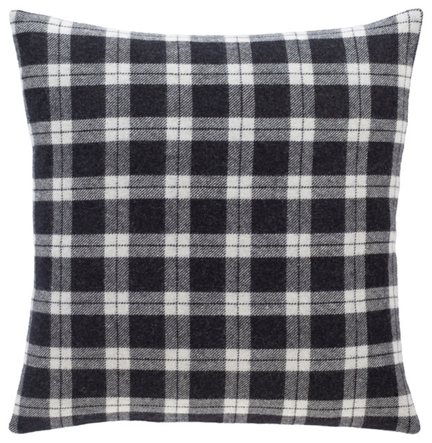 Surya Stanley 20 X 20 Black And Silver Gray Pillow Cover Sly003