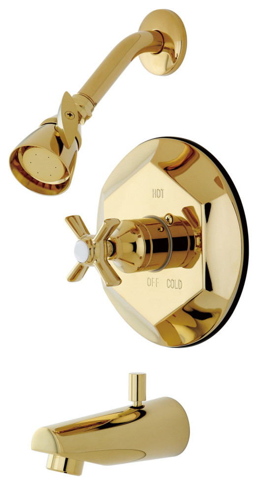 Millennium Tub/Shower Faucet, Polished Brass Transitional Tub And Shower Faucet Sets by