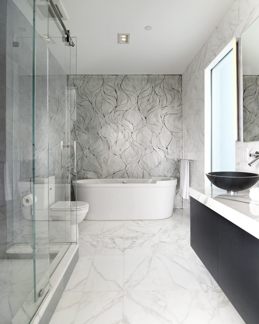 Calacatta Gold Bath by EPC Management Modern Bathroom