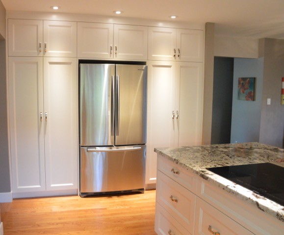 Transitional home design photo in Calgary