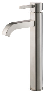 Kraus Ramus Single Handle Vessel Bathroom Faucet With Pop-Up Drain, Satin Nickel